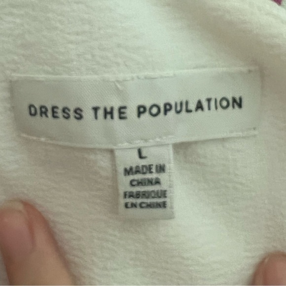 NWT Dress The Population Georgina One-Shoulder Crepe Gown Off White - Picture 8 of 11